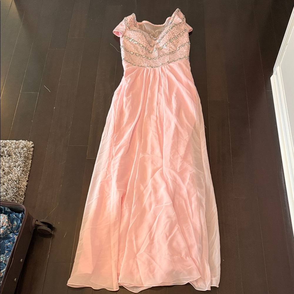 Elegant Pink Gown with Beaded Details